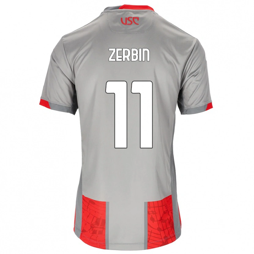 Danxen Uomo Maglia Alessio Zerbin #11 Rosso Grigio Kit Gara Home 2025/26 Maglietta