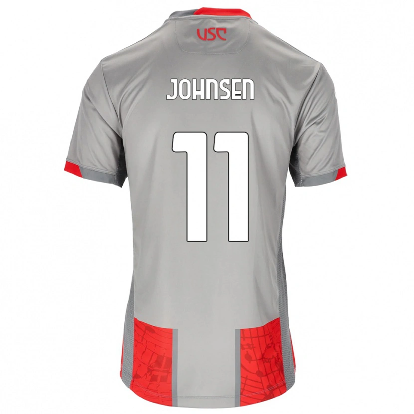 Danxen Uomo Maglia Dennis Johnsen #11 Rosso Grigio Kit Gara Home 2025/26 Maglietta