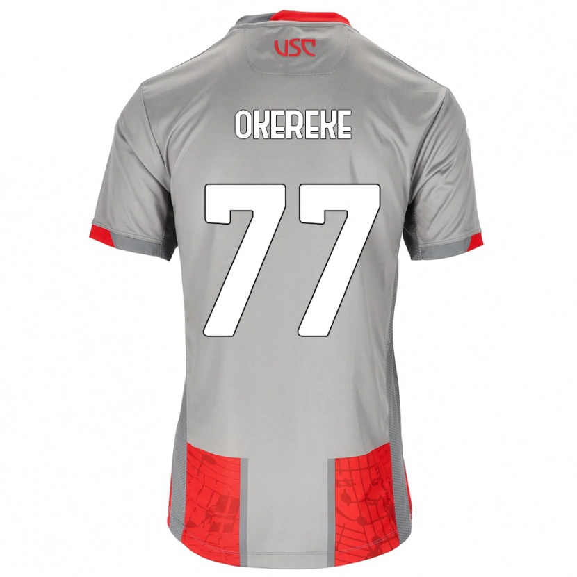 Danxen Uomo Maglia David Okereke #77 Rosso Grigio Kit Gara Home 2025/26 Maglietta
