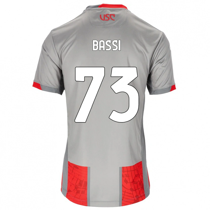 Danxen Uomo Maglia Emanuele Bassi #73 Rosso Grigio Kit Gara Home 2025/26 Maglietta