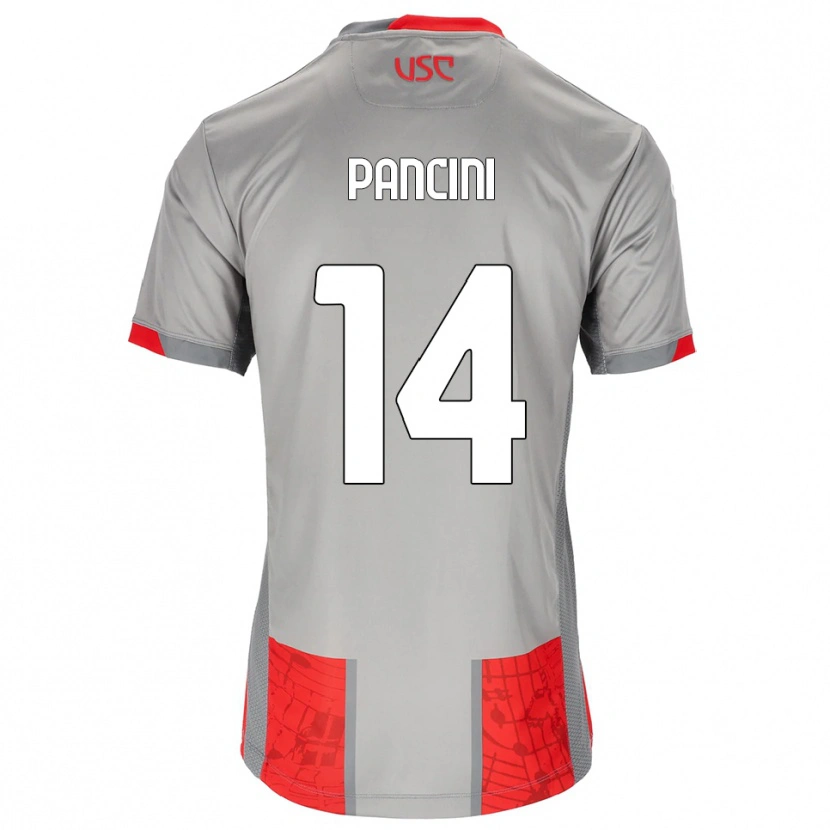 Danxen Uomo Maglia Alex Pancini #14 Rosso Grigio Kit Gara Home 2025/26 Maglietta