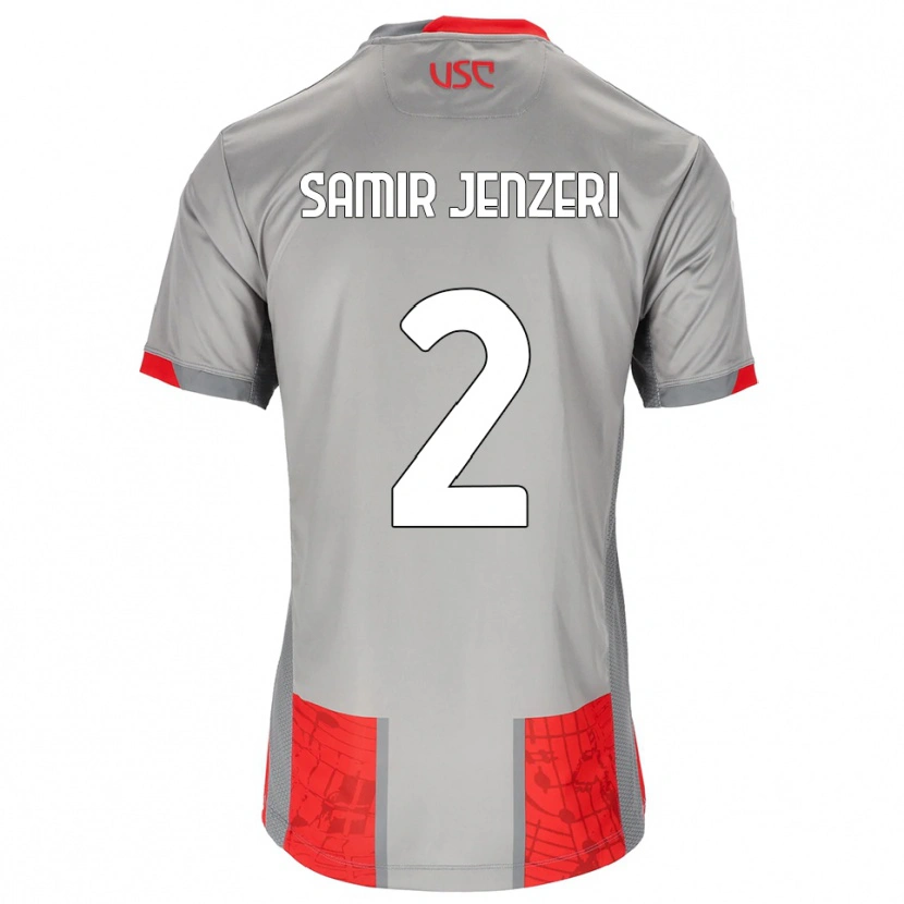 Danxen Uomo Maglia Gabriele Samir Jenzeri #2 Rosso Grigio Kit Gara Home 2025/26 Maglietta