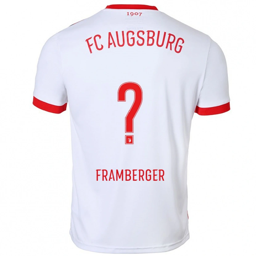 Danxen Uomo Maglia Raphael Framberger #0 Bianco Rosso Kit Gara Home 2025/26 Maglietta