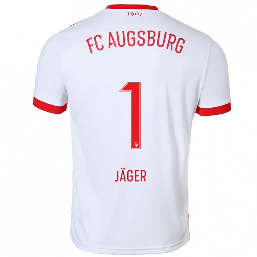 Danxen Uomo Maglia Tobias Jäger #1 Bianco Rosso Kit Gara Home 2025/26 Maglietta