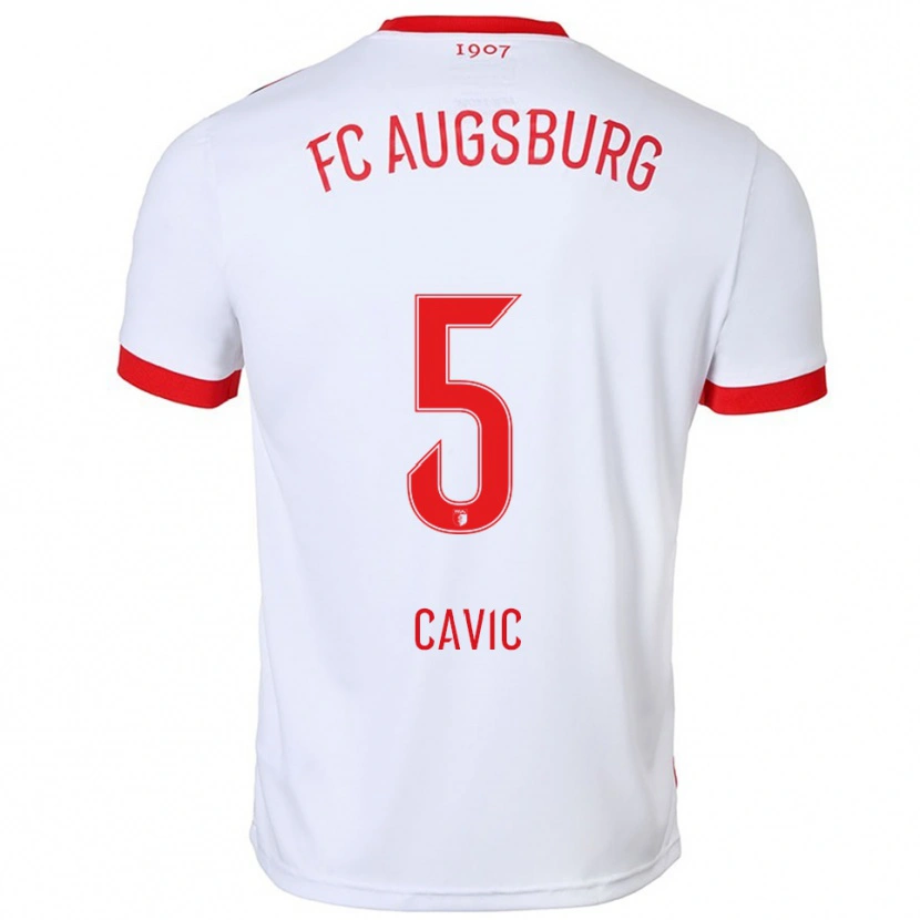 Danxen Uomo Maglia Andrej Cavic #5 Bianco Rosso Kit Gara Home 2025/26 Maglietta