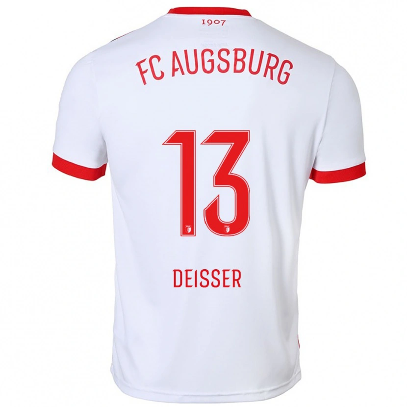 Danxen Uomo Maglia Anna Deißer #13 Bianco Rosso Kit Gara Home 2025/26 Maglietta