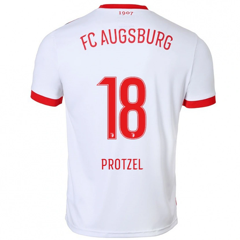 Danxen Uomo Maglia Ann-Sophie Protzel #18 Bianco Rosso Kit Gara Home 2025/26 Maglietta
