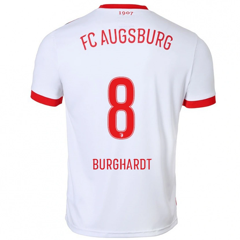 Danxen Uomo Maglia Kilian Burghardt #8 Bianco Rosso Kit Gara Home 2025/26 Maglietta