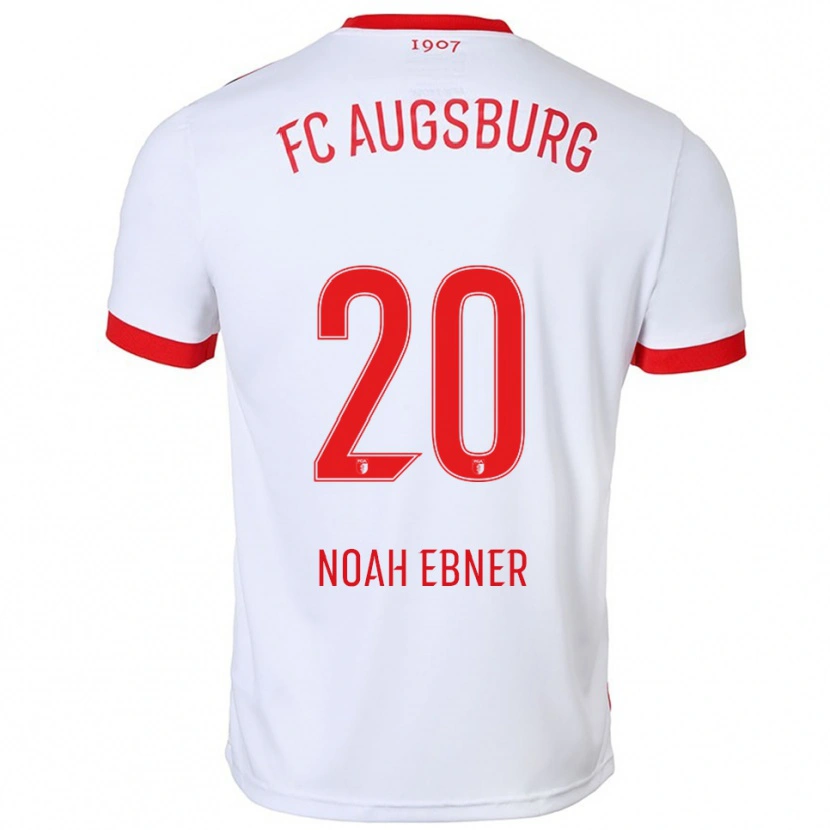 Danxen Uomo Maglia Noah Ebner #20 Bianco Rosso Kit Gara Home 2025/26 Maglietta