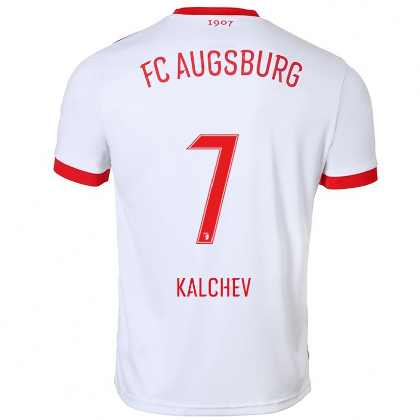Danxen Uomo Maglia Nikola Kalchev #7 Bianco Rosso Kit Gara Home 2025/26 Maglietta