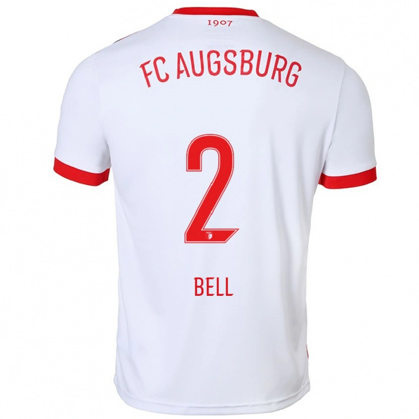 Danxen Uomo Maglia Julian Bell #2 Bianco Rosso Kit Gara Home 2025/26 Maglietta