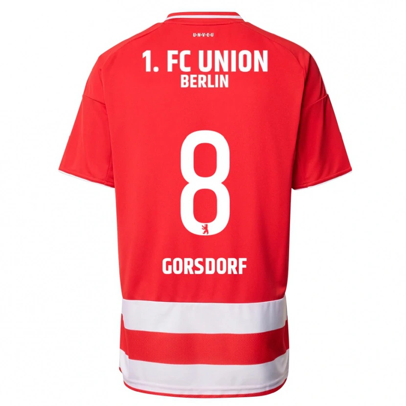 Danxen Uomo Maglia Lisa Görsdorf #8 Rosso Bianco Kit Gara Home 2025/26 Maglietta
