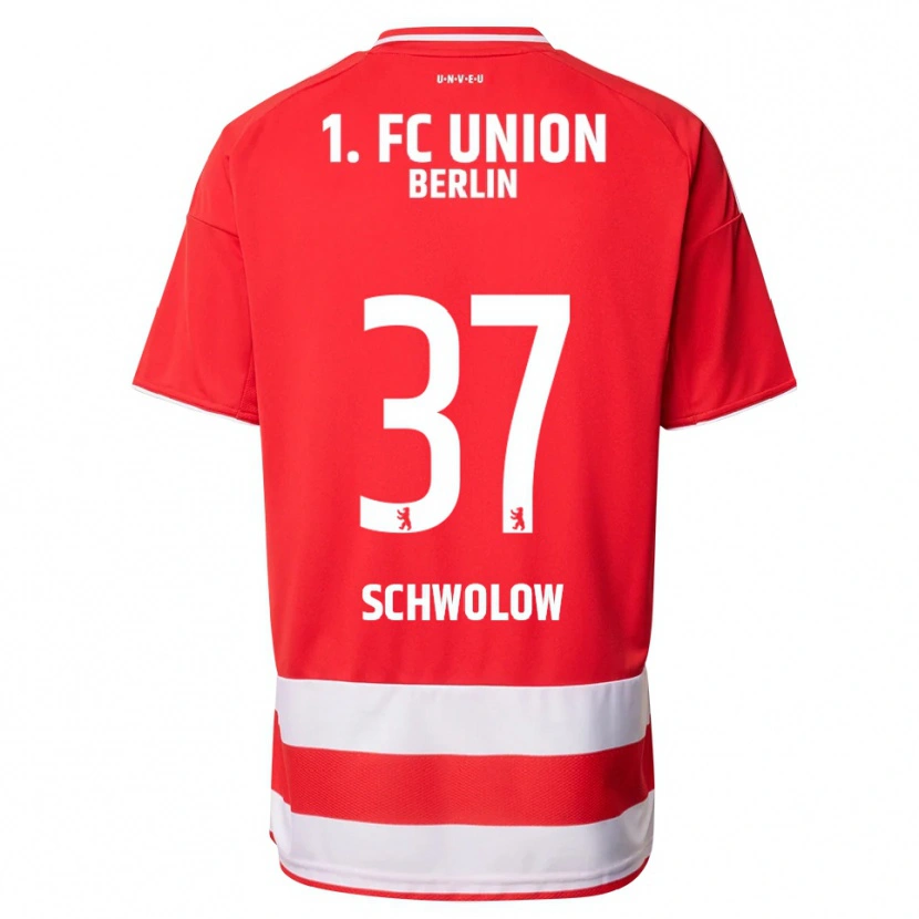 Danxen Uomo Maglia Alexander Schwolow #37 Rosso Bianco Kit Gara Home 2025/26 Maglietta