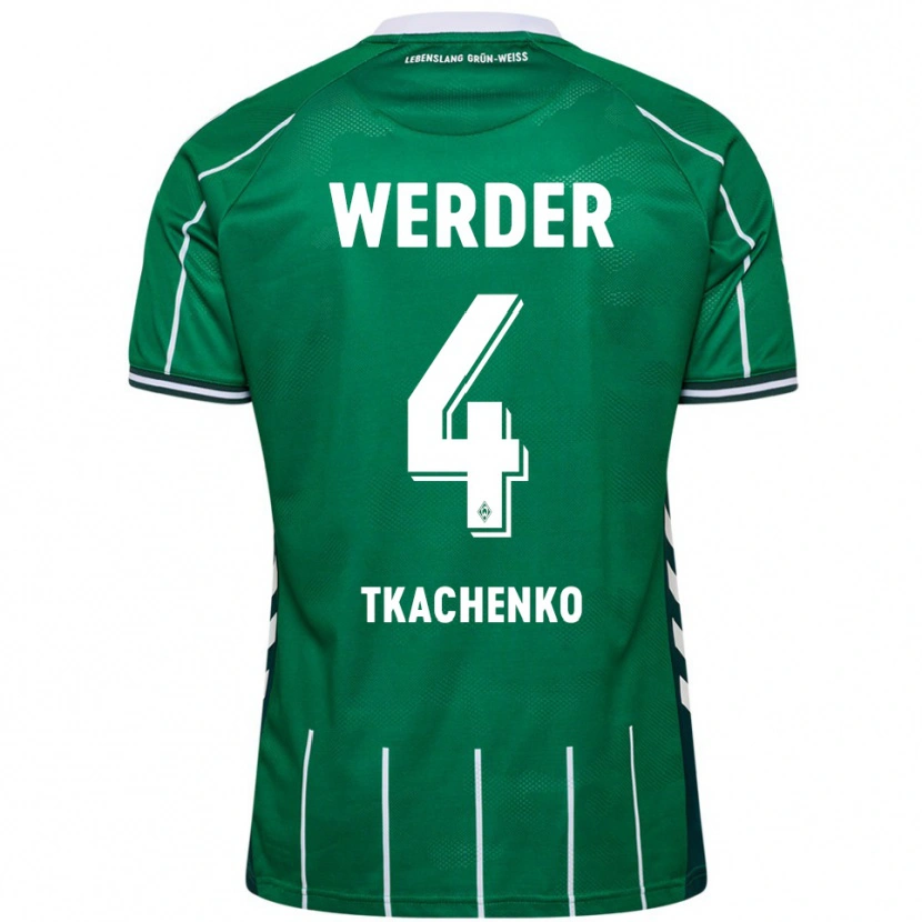 Danxen Uomo Maglia Oleksandr Tkachenko #4 Verde Bianco Kit Gara Home 2025/26 Maglietta