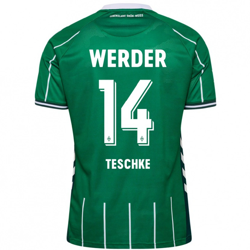 Danxen Uomo Maglia Tim Teschke #14 Verde Bianco Kit Gara Home 2025/26 Maglietta