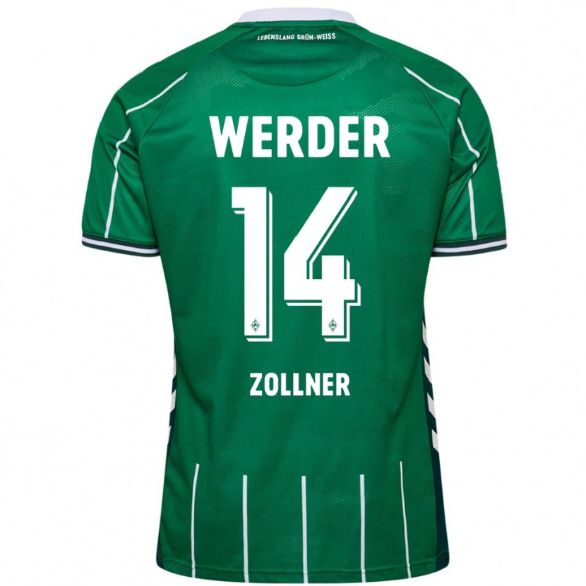 Danxen Uomo Maglia Adrian Zollner #14 Verde Bianco Kit Gara Home 2025/26 Maglietta