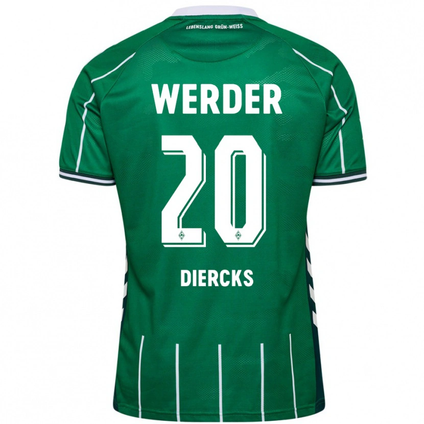 Danxen Uomo Maglia Lewis Diercks #20 Verde Bianco Kit Gara Home 2025/26 Maglietta