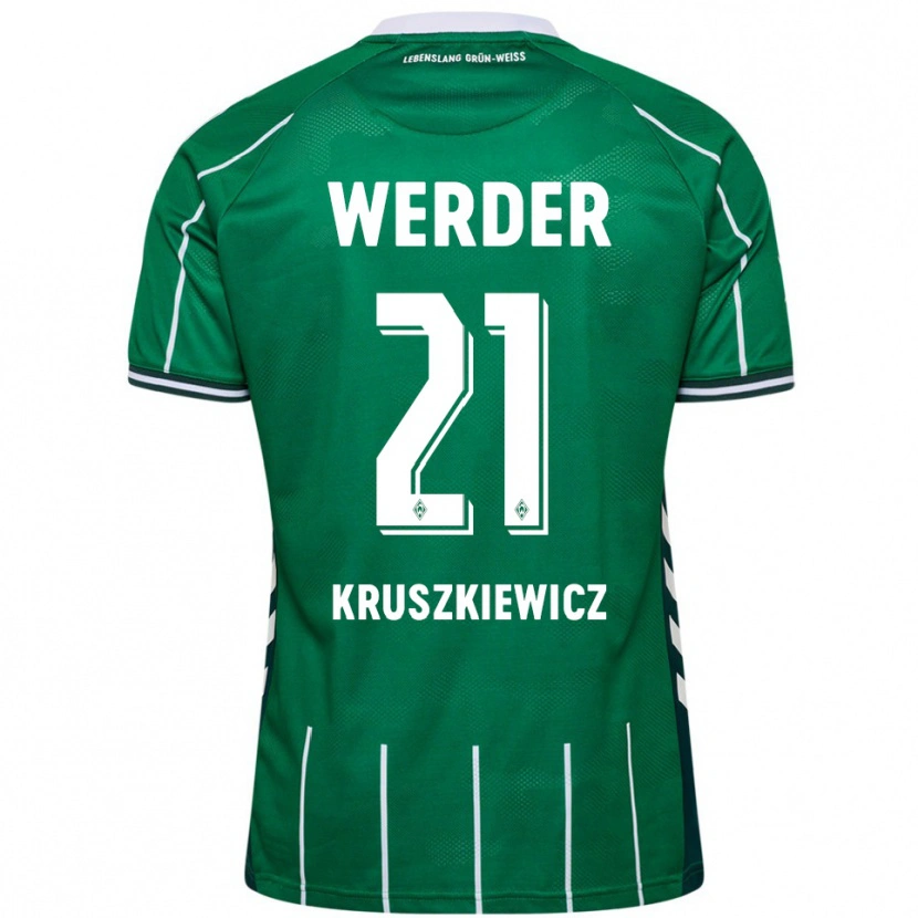 Danxen Uomo Maglia Jakub Kruszkiewicz #21 Verde Bianco Kit Gara Home 2025/26 Maglietta