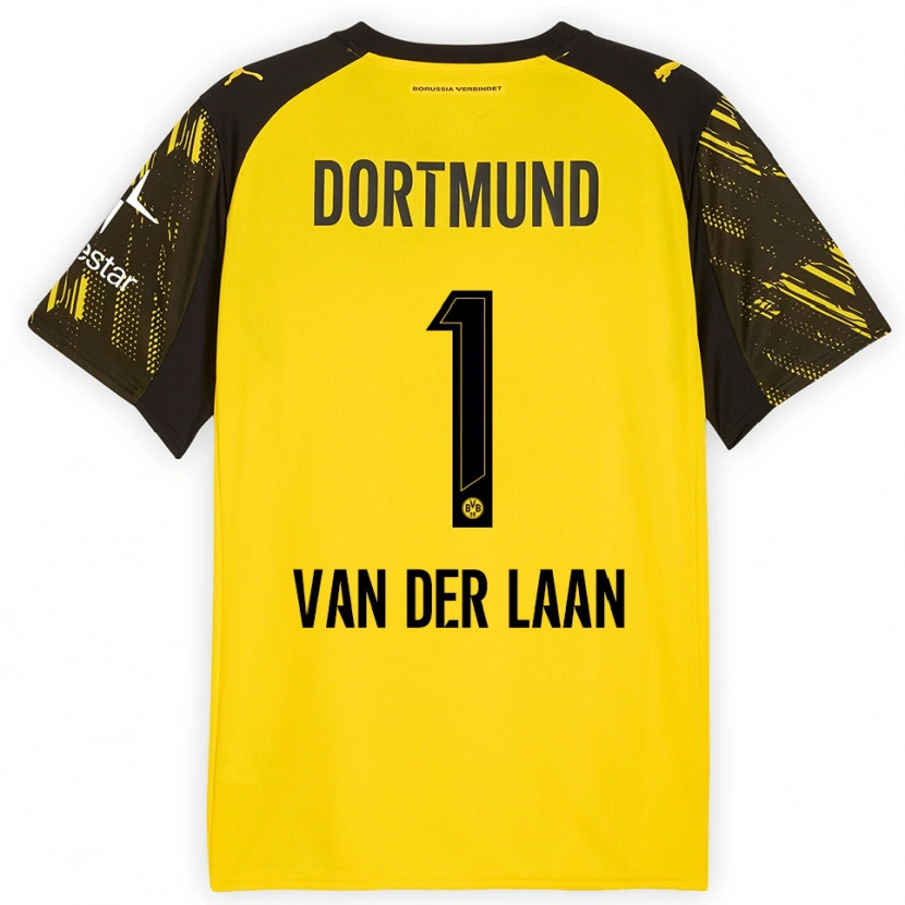 Danxen Uomo Maglia Laura Van Der Laan #1 Giallo Nero Kit Gara Home 2025/26 Maglietta