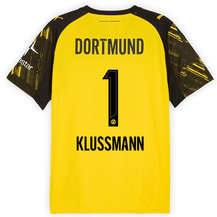Danxen Uomo Maglia Leon Klußmann #1 Giallo Nero Kit Gara Home 2025/26 Maglietta