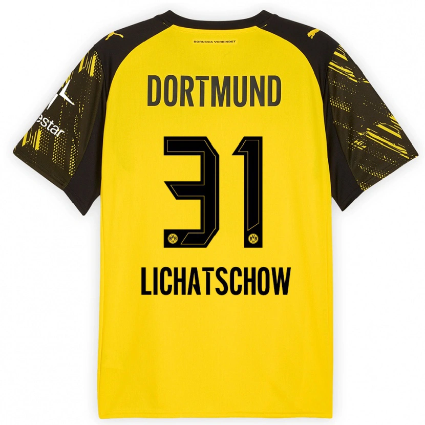Danxen Uomo Maglia Deniese Lichatschow #31 Giallo Nero Kit Gara Home 2025/26 Maglietta