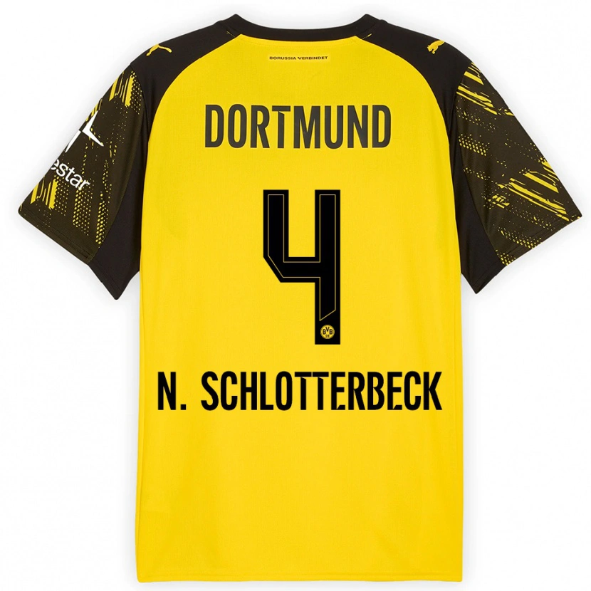 Danxen Uomo Maglia Nico Schlotterbeck #4 Giallo Nero Kit Gara Home 2025/26 Maglietta