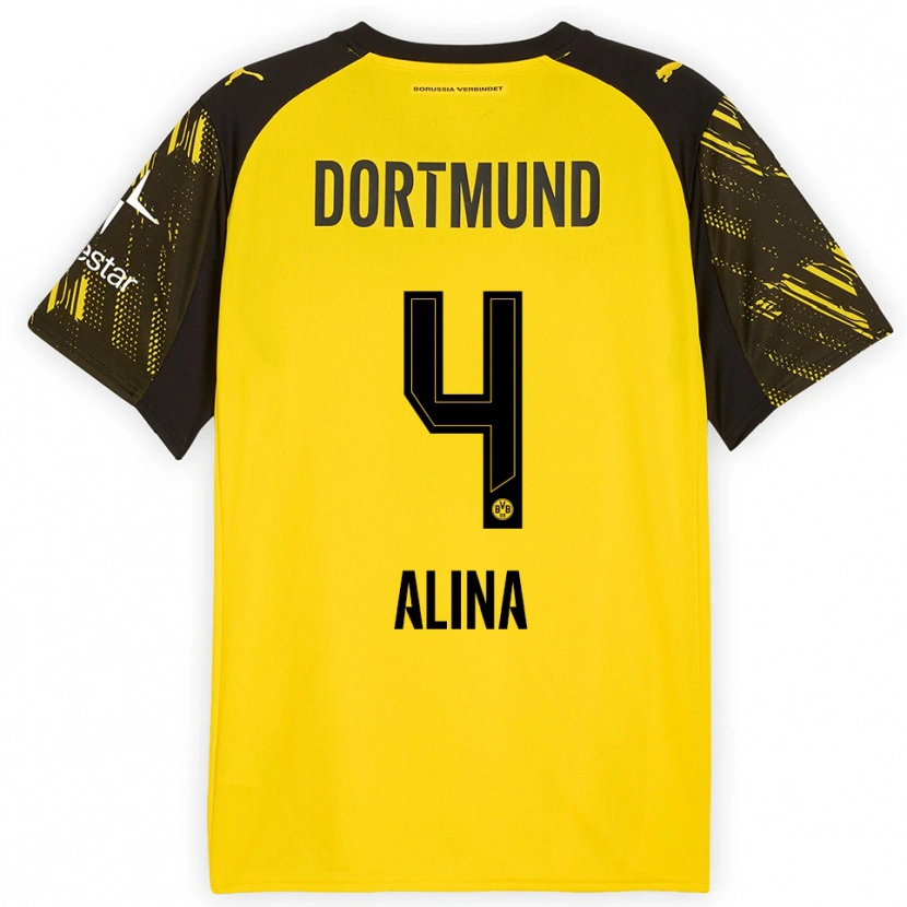Danxen Uomo Maglia Grijseels Alina #4 Giallo Nero Kit Gara Home 2025/26 Maglietta