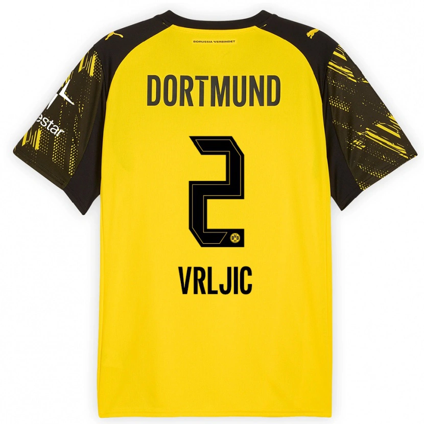 Danxen Uomo Maglia Daniel Vrljic #2 Giallo Nero Kit Gara Home 2025/26 Maglietta