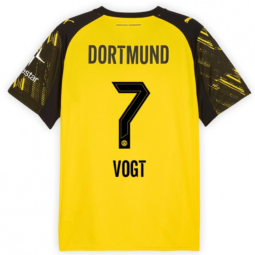 Danxen Uomo Maglia Levin Vogt #7 Giallo Nero Kit Gara Home 2025/26 Maglietta