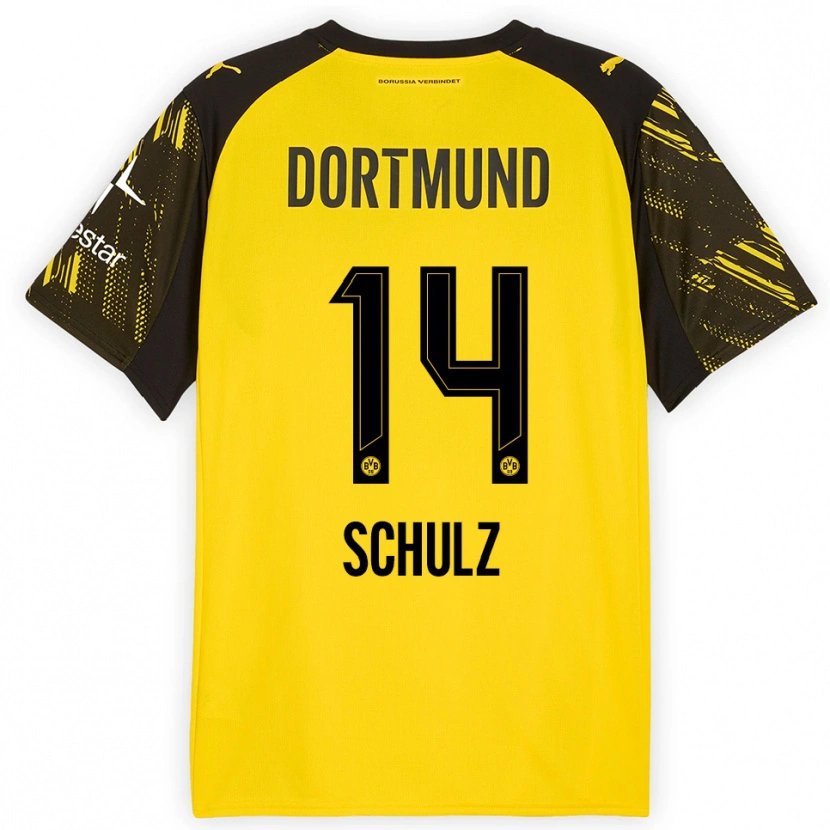 Danxen Uomo Maglia Nico Schulz #14 Giallo Nero Kit Gara Home 2025/26 Maglietta