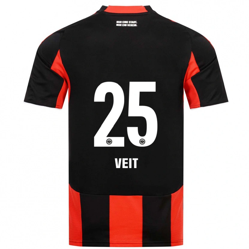 Danxen Uomo Maglia Jella Veit #25 Nero Rosso Kit Gara Home 2025/26 Maglietta