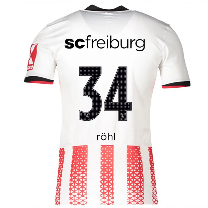 Danxen Uomo Maglia Merlin Röhl #34 Bianco Rosso Kit Gara Home 2025/26 Maglietta