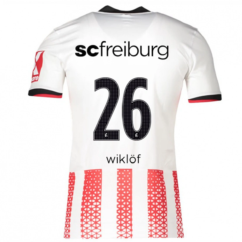 Danxen Uomo Maglia Oscar Wiklöf #26 Bianco Rosso Kit Gara Home 2025/26 Maglietta