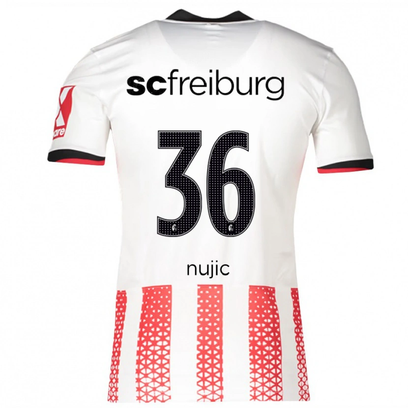 Danxen Uomo Maglia Luka Nujic #36 Bianco Rosso Kit Gara Home 2025/26 Maglietta