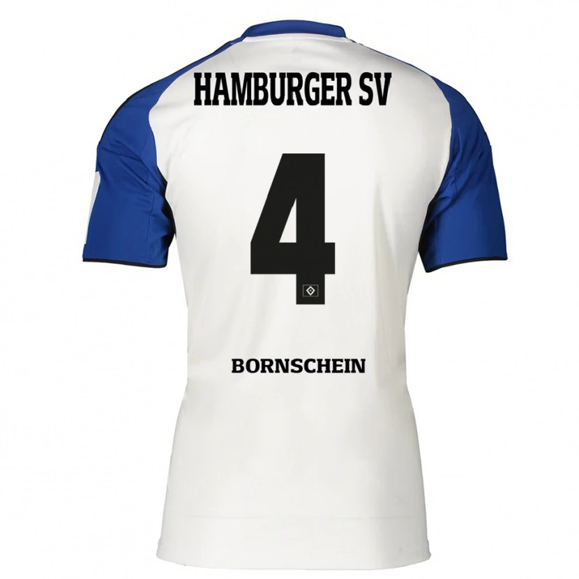 Danxen Uomo Maglia Lukas Bornschein #4 Bianco Blu Kit Gara Home 2025/26 Maglietta
