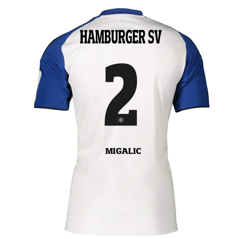 Danxen Uomo Maglia Dorian Migalic #2 Bianco Blu Kit Gara Home 2025/26 Maglietta