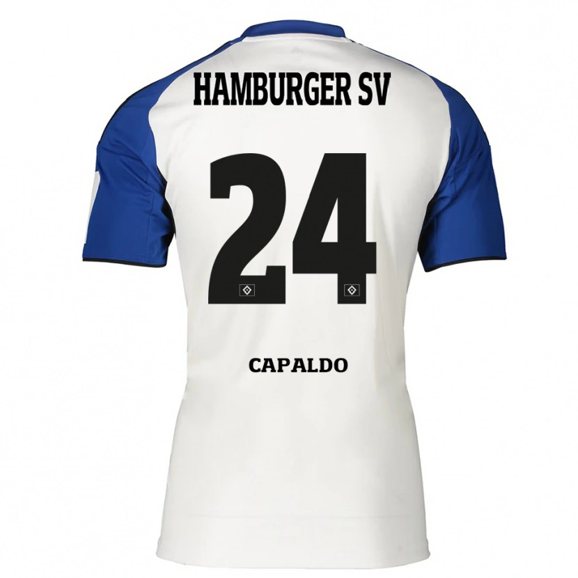 Danxen Uomo Maglia Nicolás Capaldo #24 Bianco Blu Kit Gara Home 2025/26 Maglietta