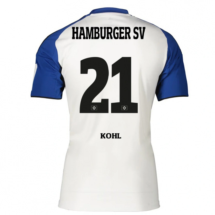 Danxen Uomo Maglia Ohene Köhl #21 Bianco Blu Kit Gara Home 2025/26 Maglietta