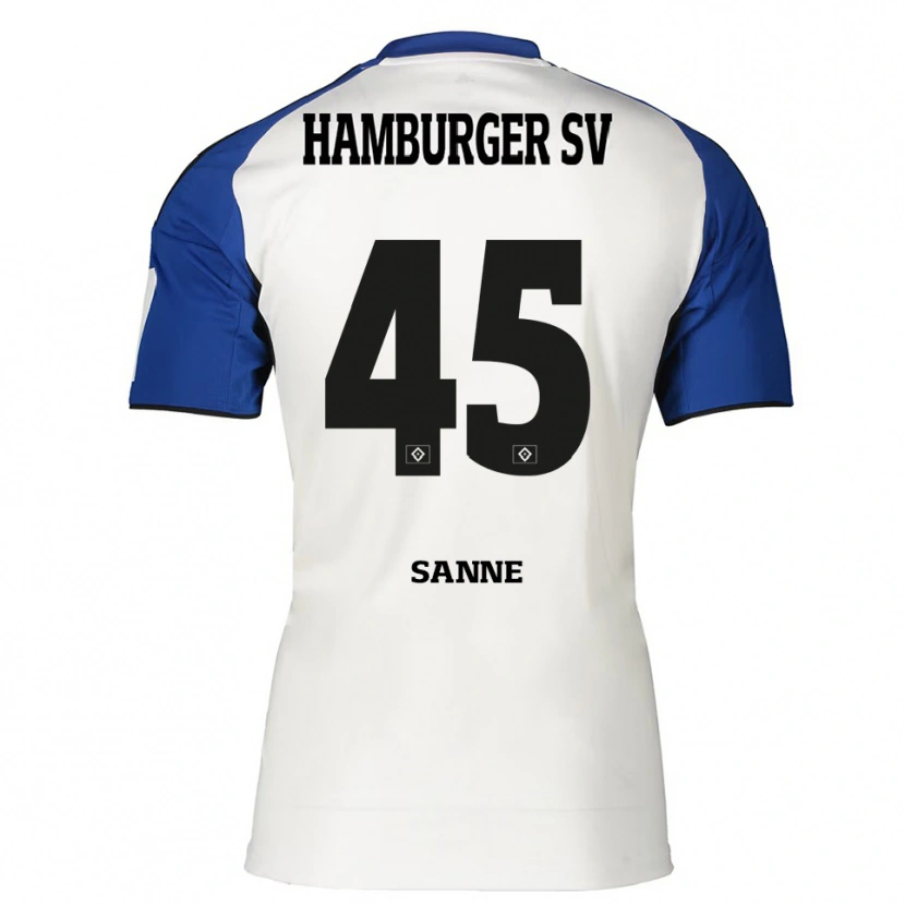 Danxen Uomo Maglia Tom Sanne #45 Bianco Blu Kit Gara Home 2025/26 Maglietta