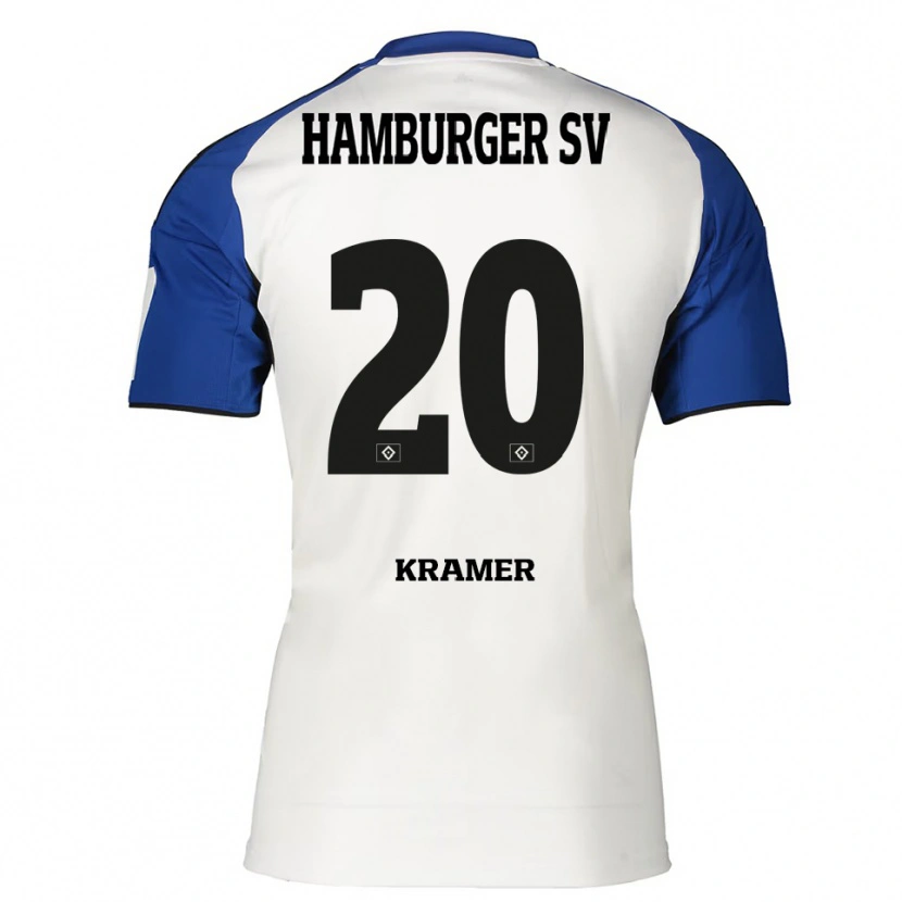 Danxen Uomo Maglia Timon Kramer #20 Bianco Blu Kit Gara Home 2025/26 Maglietta
