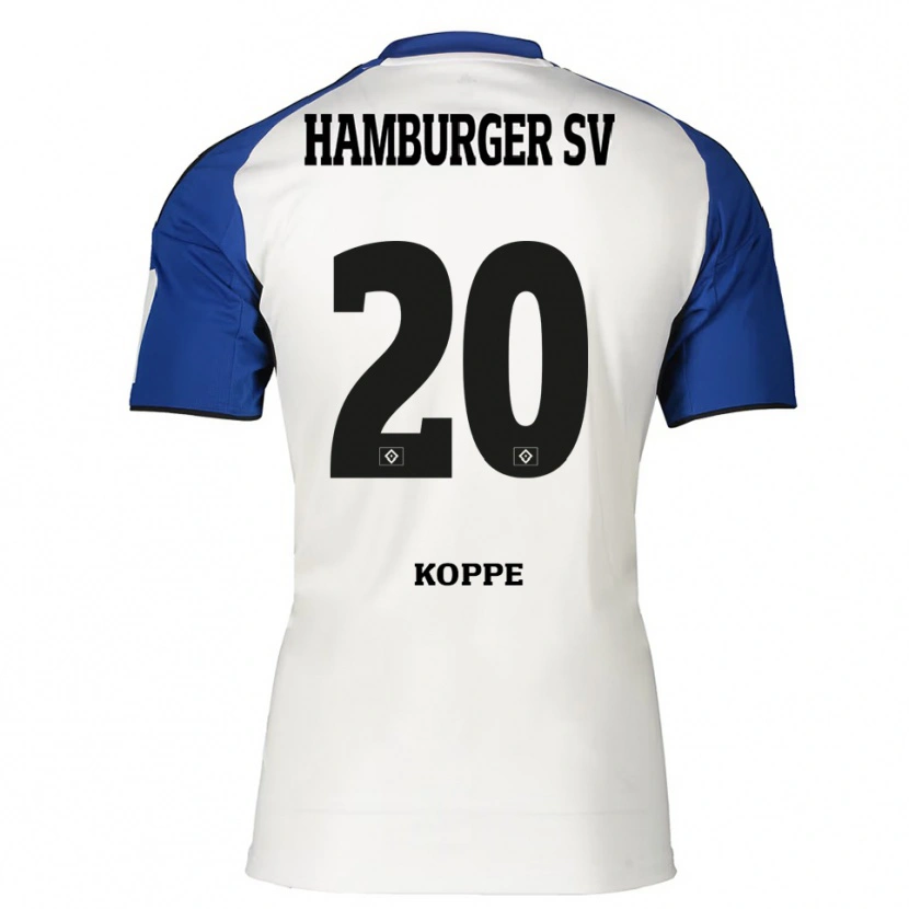 Danxen Uomo Maglia Katharina Köppe #20 Bianco Blu Kit Gara Home 2025/26 Maglietta