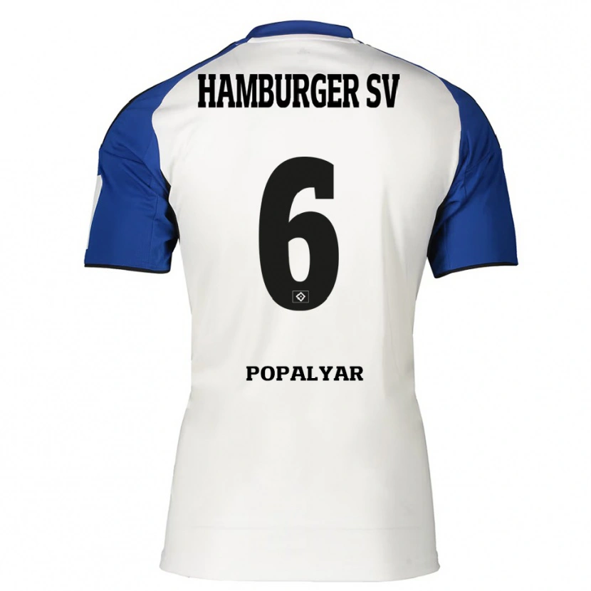 Danxen Uomo Maglia Omer Popalyar #6 Bianco Blu Kit Gara Home 2025/26 Maglietta