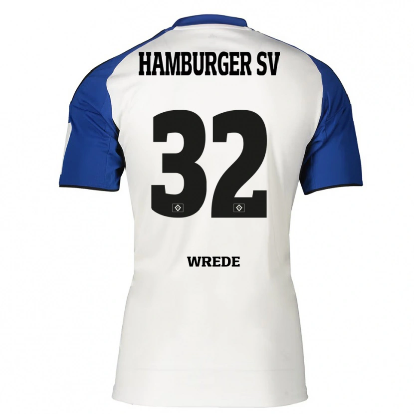 Danxen Uomo Maglia Lotta Wrede #32 Bianco Blu Kit Gara Home 2025/26 Maglietta