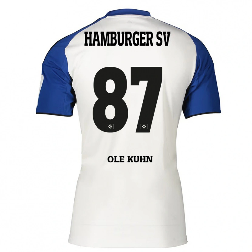 Danxen Uomo Maglia Niklas Ole Kühn #87 Bianco Blu Kit Gara Home 2025/26 Maglietta