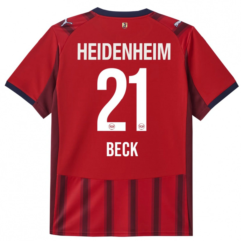 Danxen Uomo Maglia Adrian Beck #21 Rosso Blu Navy Kit Gara Home 2025/26 Maglietta