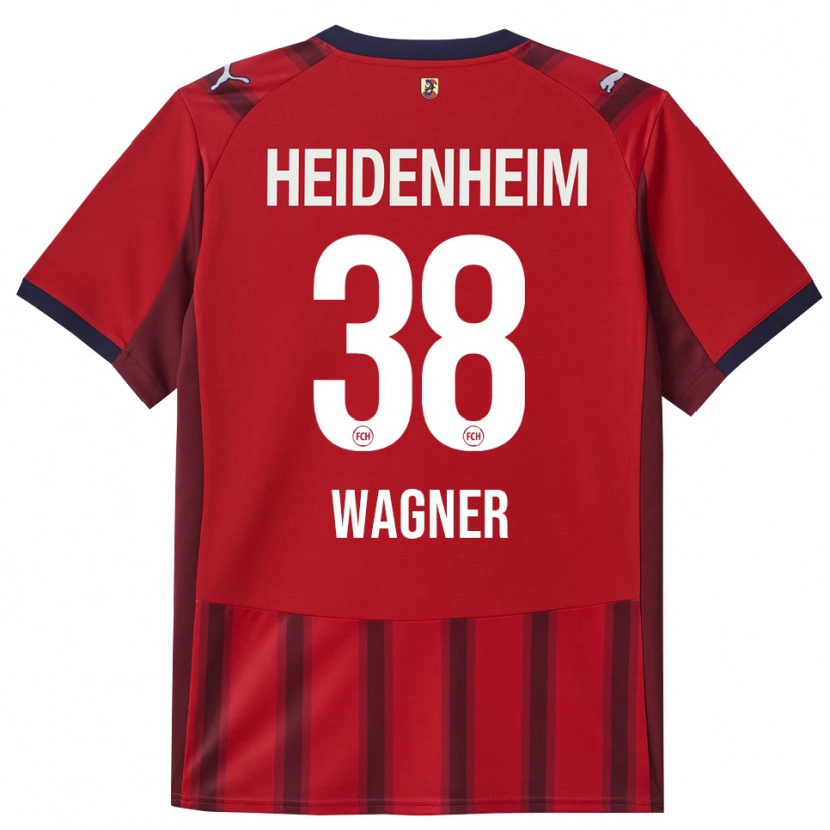 Danxen Uomo Maglia Yannik Wagner #38 Rosso Blu Navy Kit Gara Home 2025/26 Maglietta