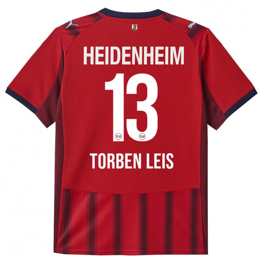 Danxen Uomo Maglia Torben Leis #13 Rosso Blu Navy Kit Gara Home 2025/26 Maglietta
