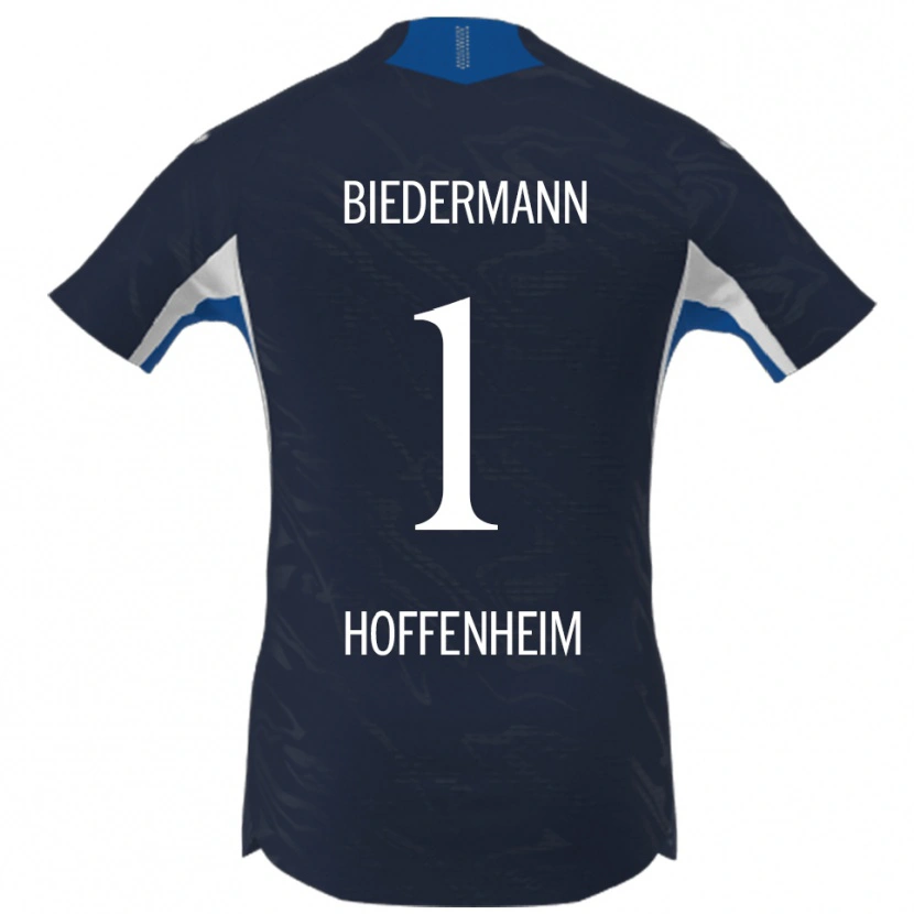 Danxen Uomo Maglia Nico Biedermann #1 Blu Navy Bianco Kit Gara Home 2025/26 Maglietta