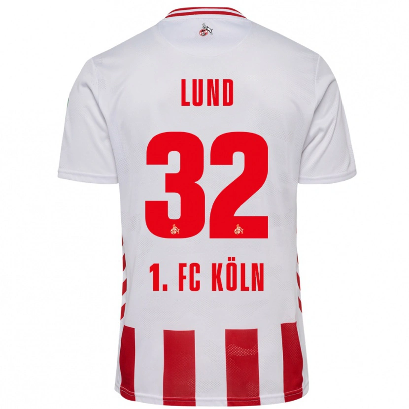 Danxen Uomo Maglia Kristoffer Lund #32 Bianco Rosso Kit Gara Home 2025/26 Maglietta