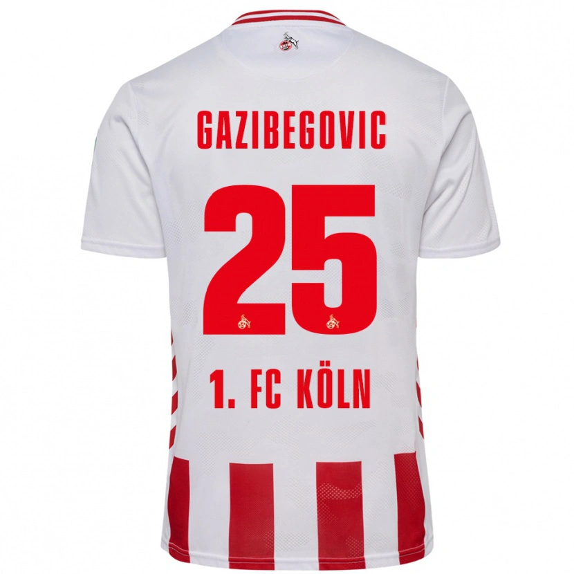 Danxen Uomo Maglia Jusuf Gazibegovic #25 Bianco Rosso Kit Gara Home 2025/26 Maglietta